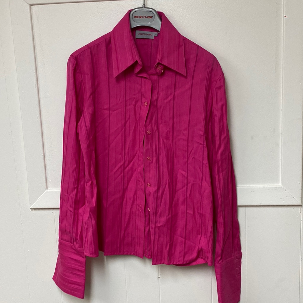 Versace Hot Pink Logo Buttondown Shirt Neverused Made In Italy